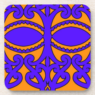 Kleurrijke blauw- en oranje tattoos onderzetter