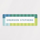 Kleurrijke blauw groen eenvoudige kinderen naam labels (Design 1)