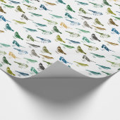 Kleurrijke Blauw Groene Bruine Vogels Verjaardag Cadeaupapier (Hoek)