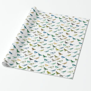 Kleurrijke Blauw Groene Bruine Vogels Verjaardag Cadeaupapier