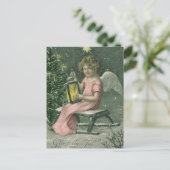 Kleurrijke  blauw kerstagel kaart (Staand voorkant)