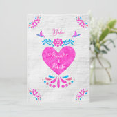 Kleurrijke Blauw Roze Hart Mexicaanse bruiloft Kaart (Staand voorkant)