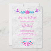 Kleurrijke Blauw Roze Hart Mexicaanse bruiloft Kaart (Achterkant)