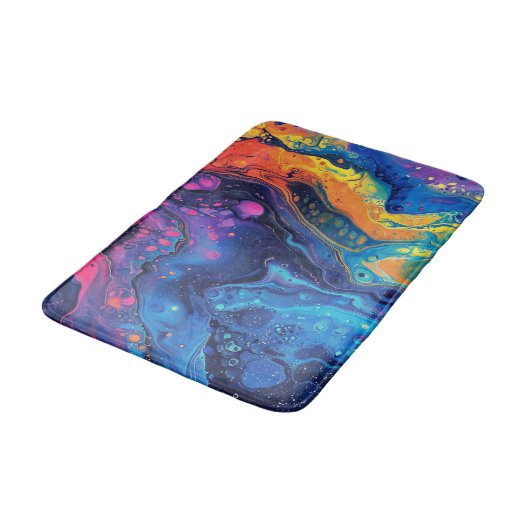 Kleurrijke Blauwe Acryl Giet Watervloeistof Badmat (Gekanteld)