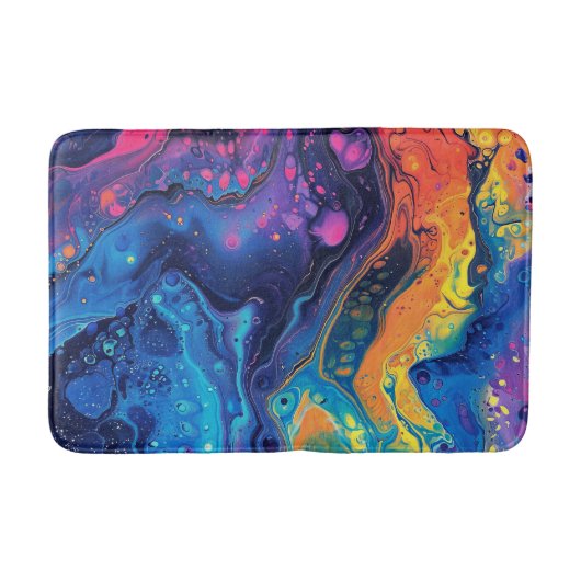 Kleurrijke Blauwe Acryl Giet  Watervloeistof Badmat (Voorkant)