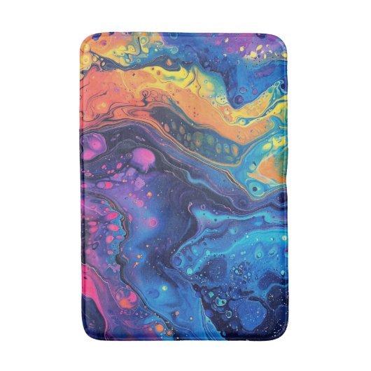 Kleurrijke Blauwe Acryl Giet Watervloeistof Badmat (Voorkant Verticaal)