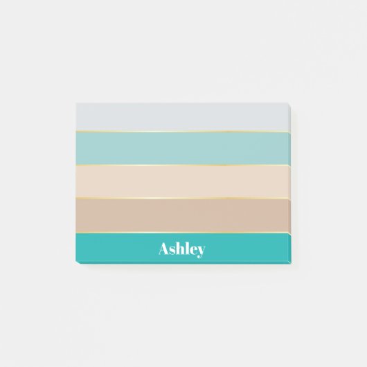 Kleurrijke Blauwe Beige Gepersonaliseerde Kleurstr Post-it® Notes (Voorkant)