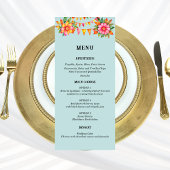 Kleurrijke Blauwe Bloemen Fiesta Mexicaanse bruilo Menu