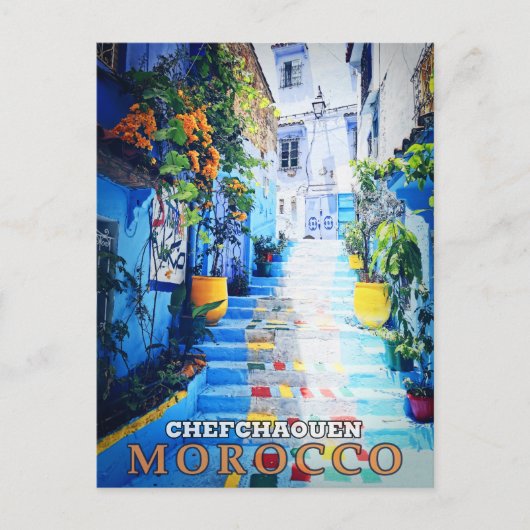 Kleurrijke Blauwe Chefchaouen Marokko Medina Briefkaart (Voorkant)