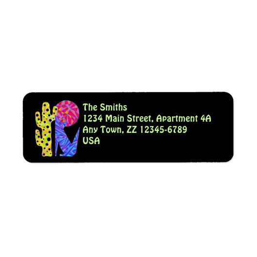 Kleurrijke Blauwe Coyote Wolf Art Etiket (Voorkant)