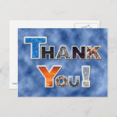 Kleurrijke Blauwe Dankjewel briefkaart (Voorkant / Achterkant)