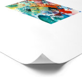 Kleurrijke Blauwe Diamant Abstracte Doodle Art Poster (Hoek)