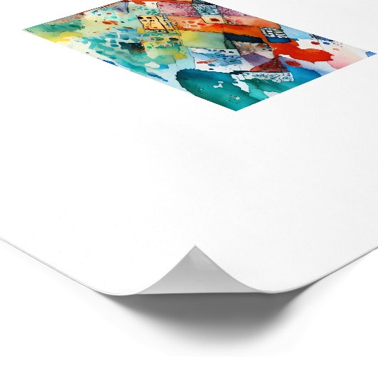 Kleurrijke Blauwe Diamant Abstracte Doodle Art Poster (Hoek)