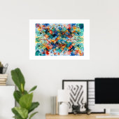 Kleurrijke Blauwe Diamant Abstracte Doodle Art Poster (Thuiskantoor)