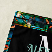 Kleurrijke Blauwe Dolfijn look van Glas in lood Strandlaken (In situ)