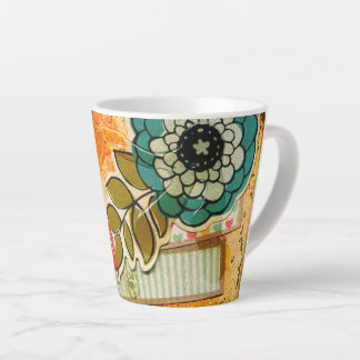Kleurrijke blauwe en gele bloemen latte mok