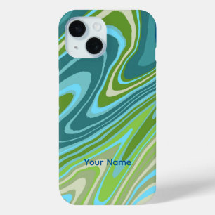 Kleurrijke blauwe en groene abstracte telefoonhoes iPhone 15 case