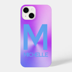 Kleurrijke blauwe en Paarse geborstelde metaallook iPhone 14 Hoesje