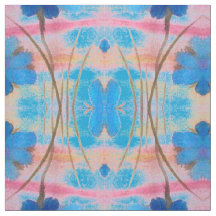 Kleurrijke blauwe en roze bloemenprint