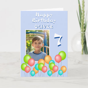 Kleurrijke Blauwe Feestballonnen Kind Verjaardag F Kaart