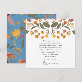 Kleurrijke Blauwe Fiesta 15e Verjaardag Dank u Kaart