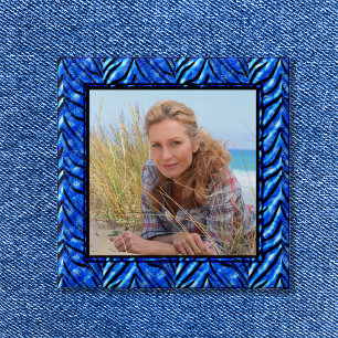 Kleurrijke Blauwe Fotolijst Knop Vierkante Button 5,1 Cm