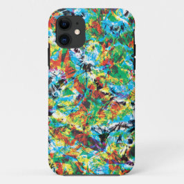 Kleurrijke blauwe groene bloemenpatroon iPhone 11 hoesje