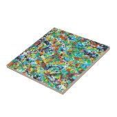 Kleurrijke blauwe groene bloemenpatroon tegeltje (Zijkant)