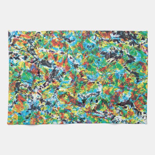 Kleurrijke blauwe groene bloemenpatroon theedoek (Horizontaal)