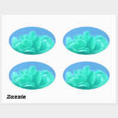 Kleurrijke blauwe groene Floral Ovale Sticker (Vel)