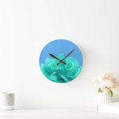 Kleurrijke blauwe groene Floral Ronde Klok (Huis)