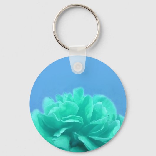 Kleurrijke blauwe groene Floral Sleutelhanger (Voorkant)