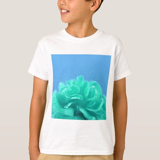 Kleurrijke blauwe groene Floral T-shirt (Voorkant)