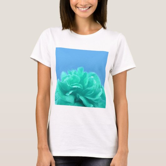 Kleurrijke blauwe groene Floral T-shirt (Voorkant)
