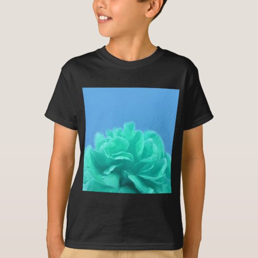 Kleurrijke blauwe groene Floral T-shirt (Voorkant)