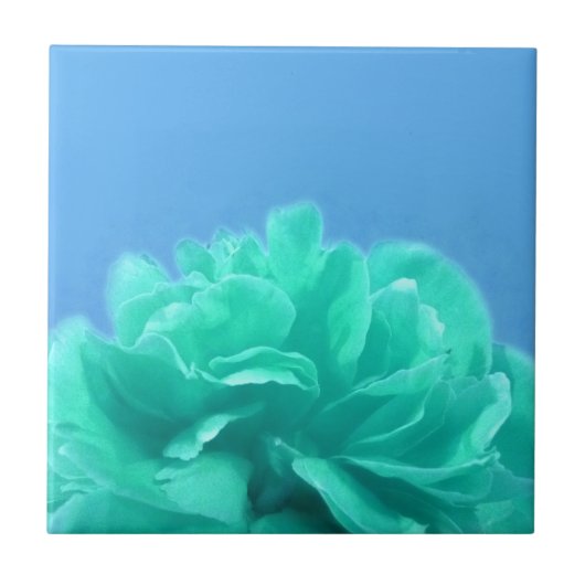 Kleurrijke blauwe groene Floral Tegeltje (Voorkant)