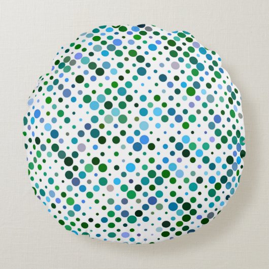 Kleurrijke, Blauwe, Groene & Lavendel Paarse Stipp Rond Kussen (Voorkant)
