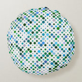 Kleurrijke, Blauwe, Groene & Lavendel Paarse Stipp Rond Kussen (Achterkant)