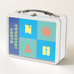 Kleurrijke blauwe jongensnaam happy Lunchbox
