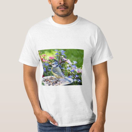 Kleurrijke blauwe mus t-shirt (Voorkant)