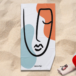 Kleurrijke blauwe Oranje Abstracte lijn Art Aangep Strandlaken