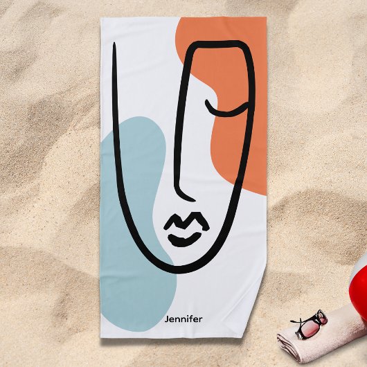 Kleurrijke blauwe Oranje Abstracte lijn Art Aangep Strandlaken