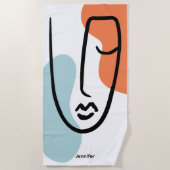 Kleurrijke blauwe Oranje Abstracte lijn Art Aangep Strandlaken (Voorkant)