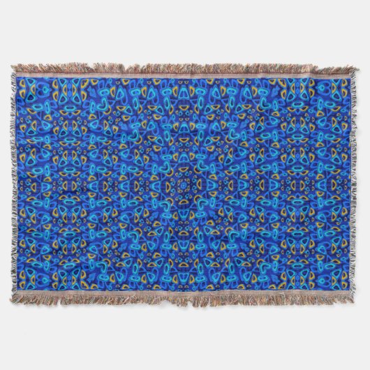 Kleurrijke blauwe ornament abstract deken (Voorkant)