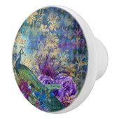 Kleurrijke Blauwe Paarse Regenboog Peacock Keramische Knop (Rechts)