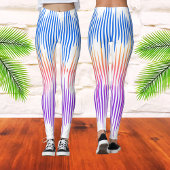 Kleurrijke Blauwe Paarse Witte Abstracte Muziekgol Leggings