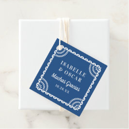 Kleurrijke Blauwe Papel Picado Bruiloft Bedankjes Labels