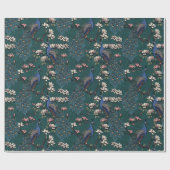 Kleurrijke Blauwe Pauw & Magnolia Green Wildlife Cadeaupapier (Vlak)