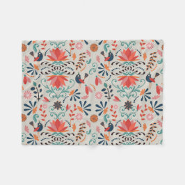 Kleurrijke blauwe rode bloem fleece deken