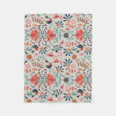 Kleurrijke blauwe rode bloem fleece deken (Voorkant)